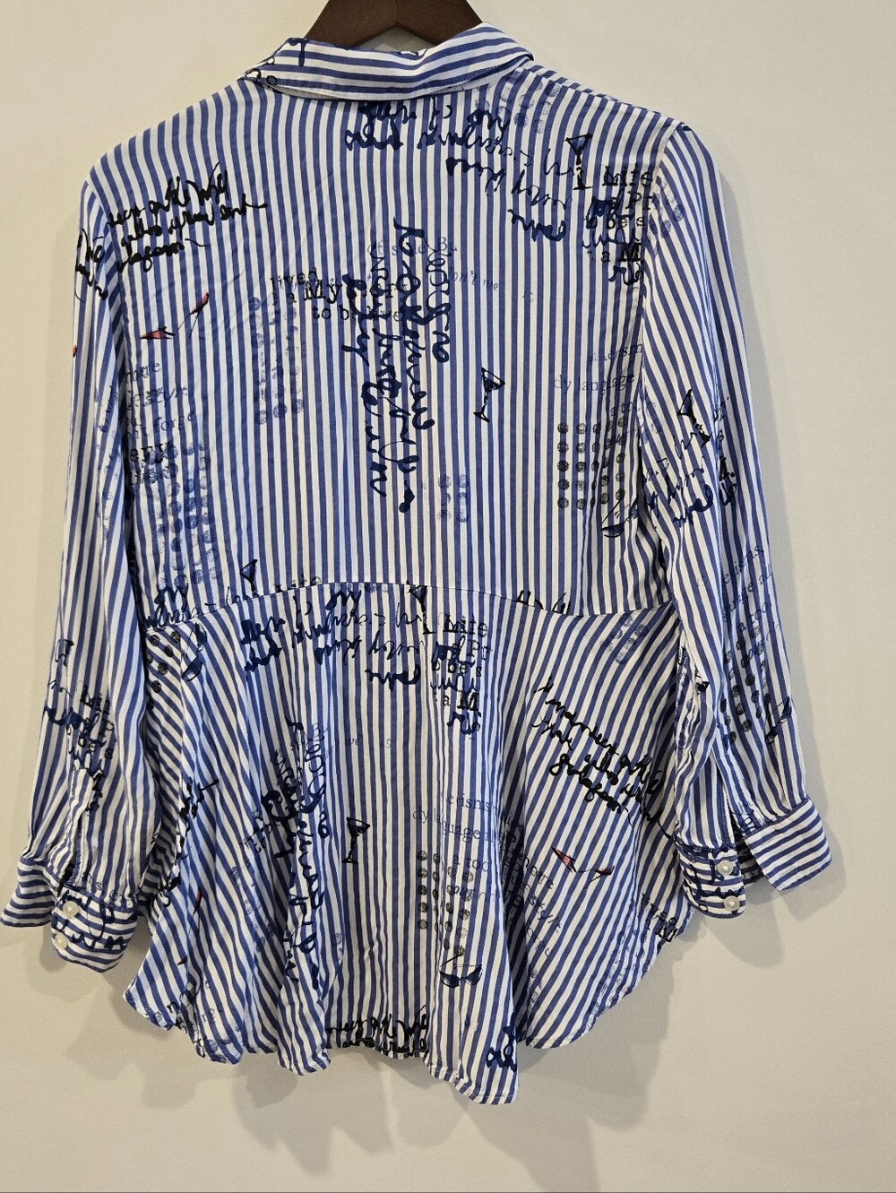 Chicos blue striped button front Top Shirt Blouse Sz M Petite Preppy Nautical - Picture 8 of 8